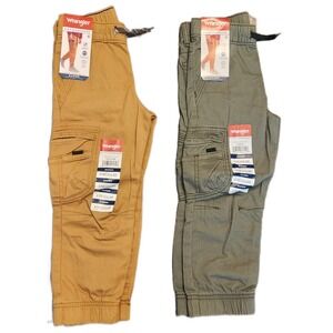 Wrangler Five Star Gamer Cargo Pants 2 Pack Tan Olive Green Boys 4 Regular NEW
